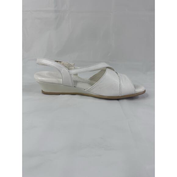 SAS Caress Cross Strap Leather Wedge Sandals White Size 8.5W Tripad Comfort Wide - Picture 6 of 12